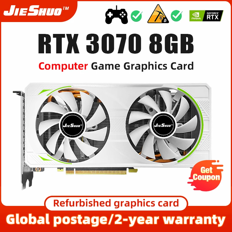 

JIESHUO Graphics Card RTX3070 8GB GPU12Pin GDDR6 256bit HDMI*1 DP*3 PCI Express 4.0 x16 rtx3070 Gaming Video card