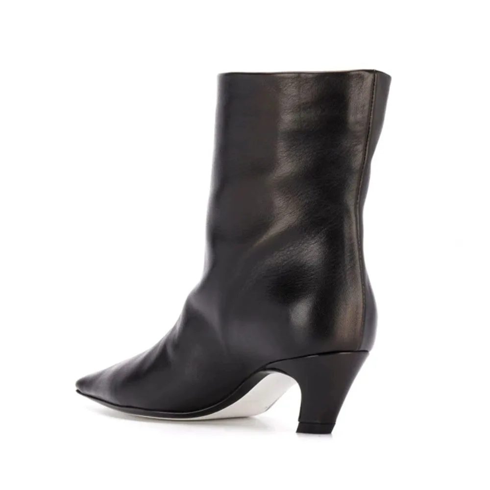 Модные Осенние эластичные замшевые Ботинки на каблуке с котенком квадратным