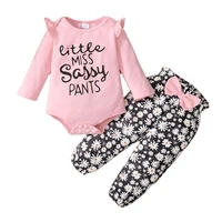 newborn baby clothing autumn floral long sleeve sets for baby 2piece ruffled clothes for baby girls 0 to 3 infant girls clothes