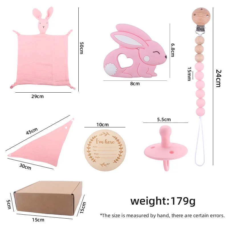 Coskiss New Baby Products Cartoon Rabbit Soothing Towel Baby Creative Silicone Pacifier Chain Teether Toy Six-Piece Set
