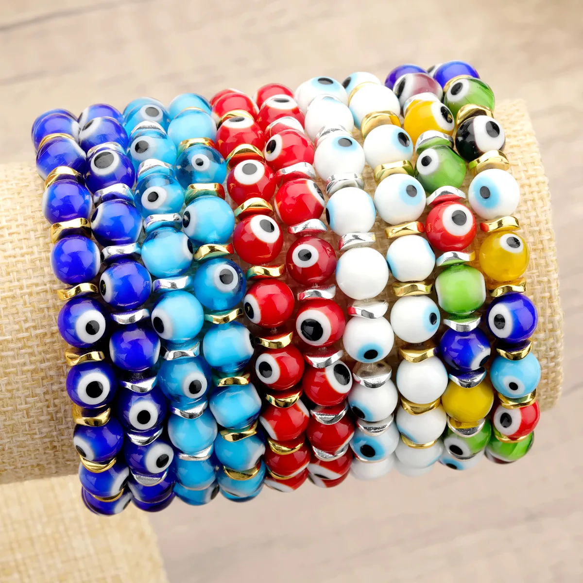 

New Fashion Evil Eye Bracelet For Women Men Friendship Lucky Turkish Elastic Beads Charm Bracelet Bring Good Luck Jewelry Gifts