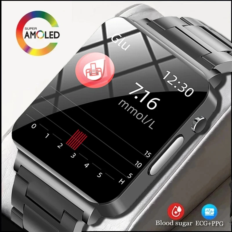 

2023 New Smart Watch Non-Invasive Bood Glucose ECG+PPG Monitoring Blood Pressure And Temperature Men's Smart Watch Women's Clock