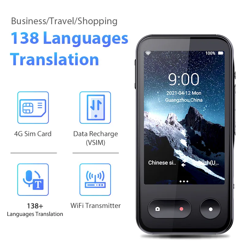 T7 Portable  Connect with WiFi 4G Hotspot SIM Smart Translator Offline Instant Translate 138 Languages Support Photo Translation enlarge