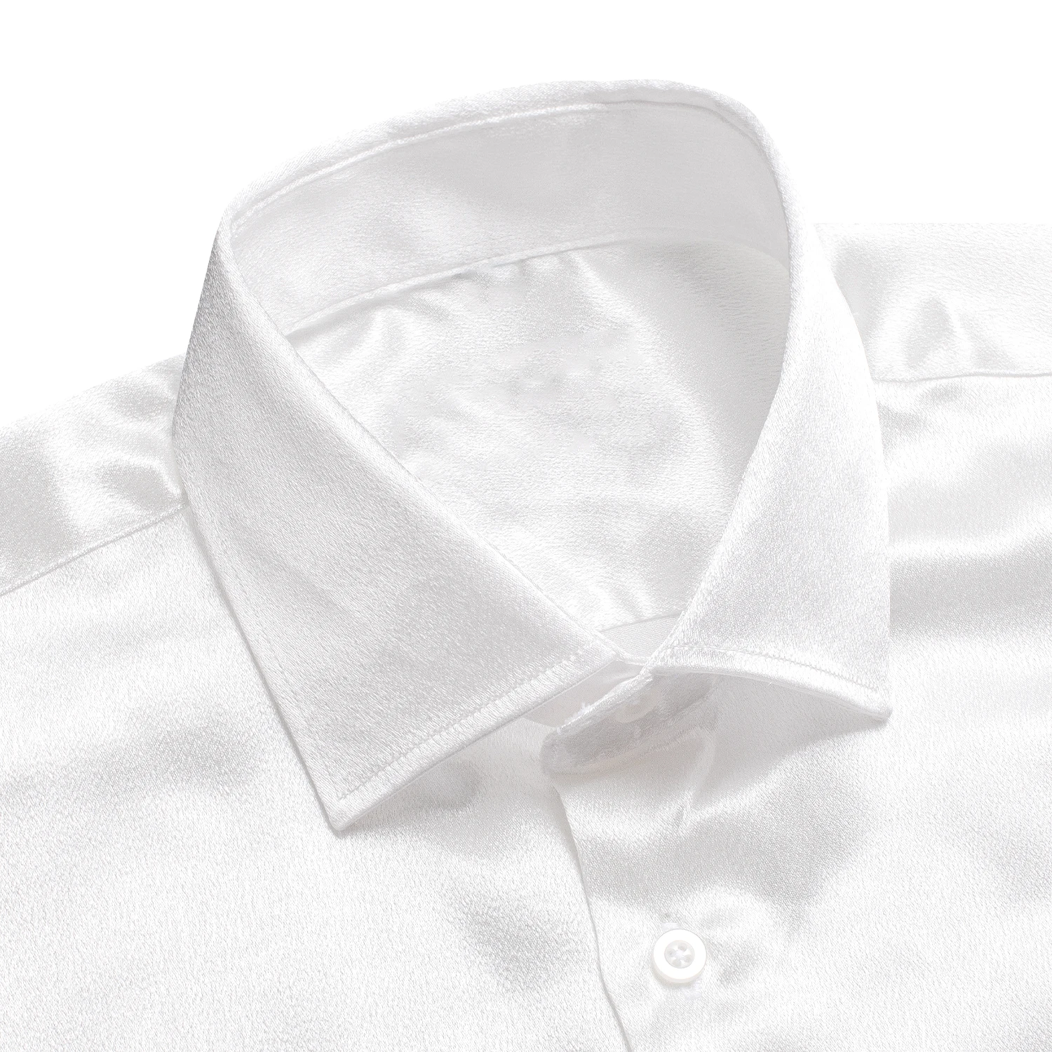 Hi-Tie Formal Plain Silk Mens White Shirts Long Sleeve Pure Solid Satin Suit Dress Shirt Casual for Male Wedding Business Gift