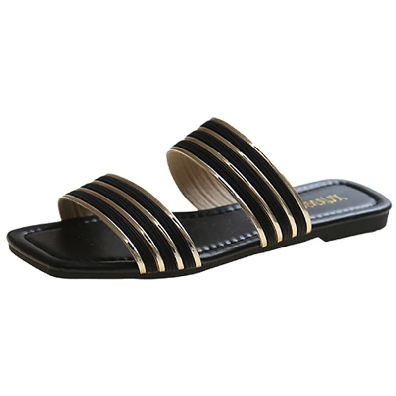 2023 Bottom Non-slip Summer New Outdoor Open Toe Beach Women Slippers Flat Female Sandals Sexy Fashion Design Slides Woman Shoes