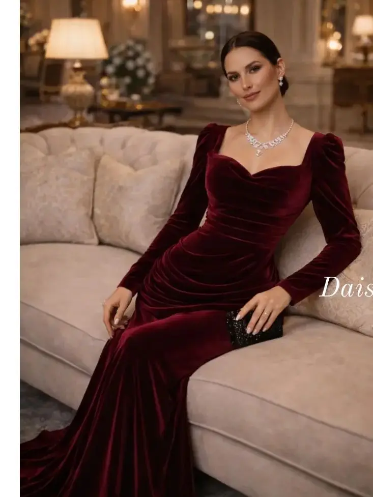 Фото Вечерние платья Fashionvane с длинными рукавами на заказ, красные, для женщин Саудовской Аравии, для гостей на свадьбу, без бретелек, для выпускного вечера, с накидками №1