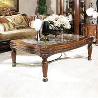 custom european style all solid wood marble tea table domestic american tea table coffee table living room luxury square table