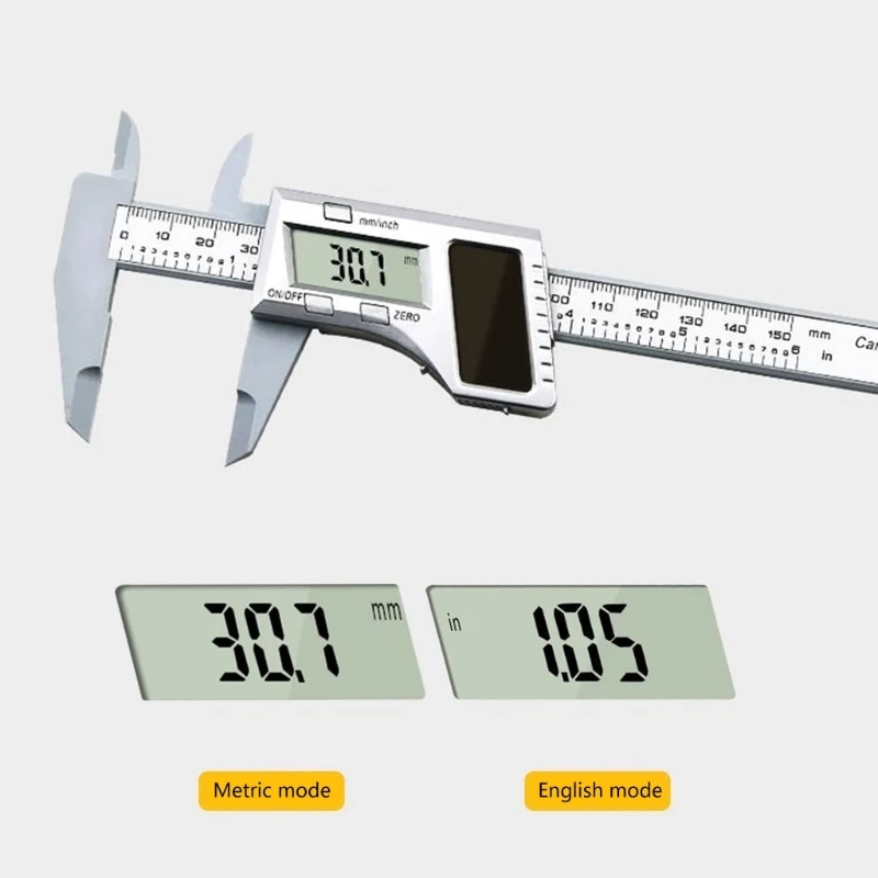 

Electronic Digital Vernier Caliper Solar Charge LCD Display 150mm 0-6" Inch/MM Conversion Depth Gauge Meter 24cm Length