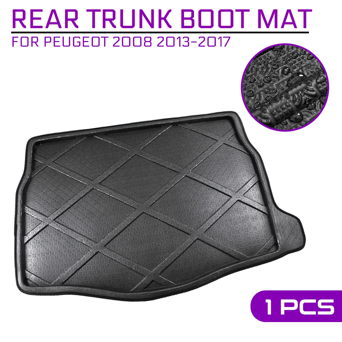 

Автомобильный напольный коврик, ковер для Peugeot 2008 2013 2014 2015 2016 2017, задний багажник, противогрязевая крышка