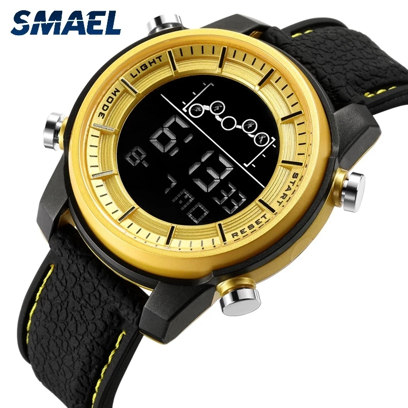 

SMAEL Quartz Men's Watches lovers Oversize LED Digital Fashion watch waterproof luxurious 1556 stainless steel for male watch