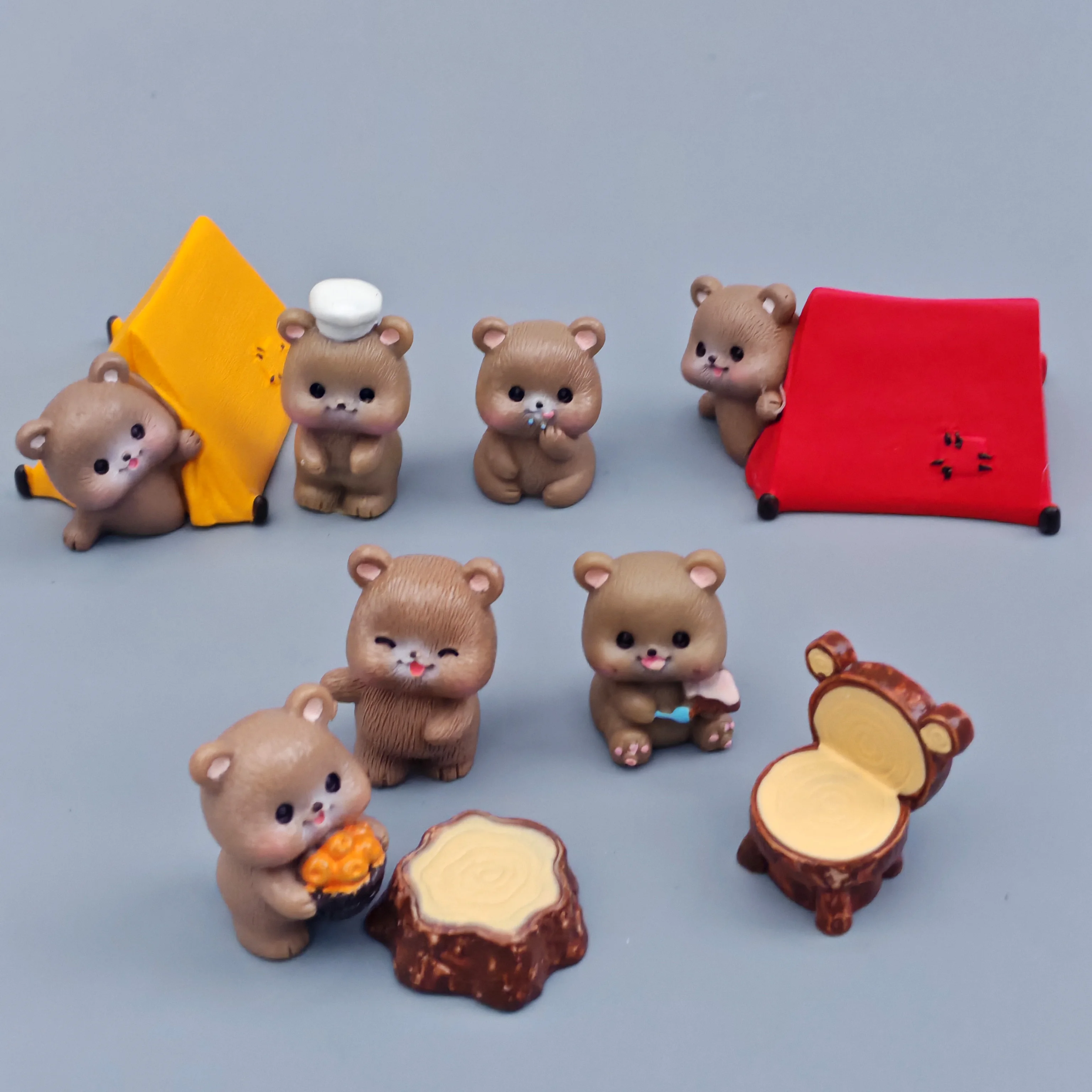 8 шт. 2024 мультяшная палатка для кемпинга фигурка медведя пейзаж сделай сам