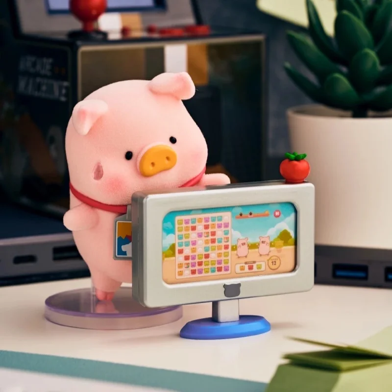 Фото Оригинальная фигурка TOYZEROPLUS LuLu Piggy Flocked Blind Box из серии Too Much Pig Work, ПВХ, украшение для стола, подарок для взрослых и офисных работников №4