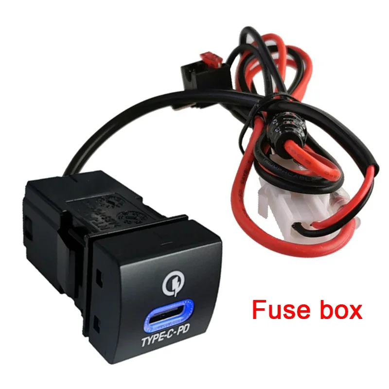 

Автомобильное быстрое зарядное устройство с синим светом TYPE-C PD USB-разъем для интерфейса, зарядное устройство для сотового телефона Toyota Prado Corolla RAV4 Camry HIACE