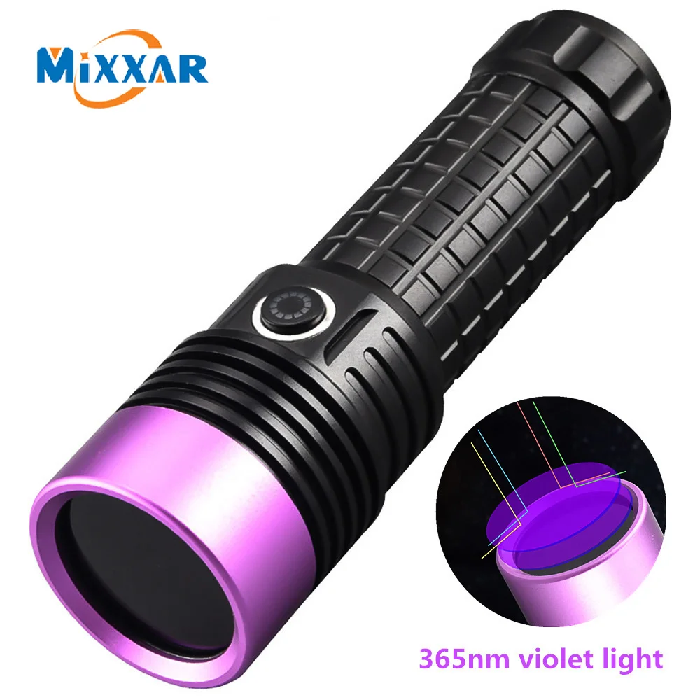 

ZK20 Powerful 365NM UV Flashlight Black Mirror Purple Light Fluorescent Oil Pollution Detection Torch Rechargeable 26650 Lantern
