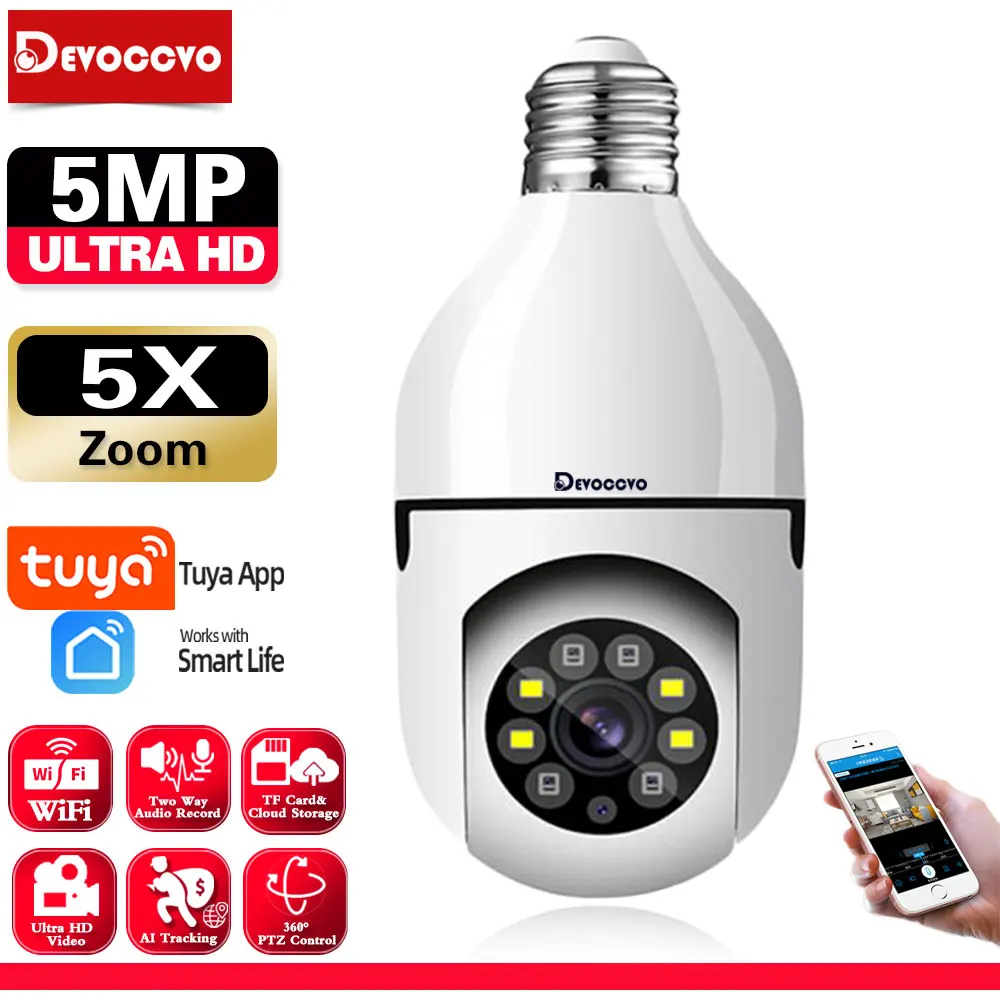 

Tuya Indoor Mini 5MP HD Wifi Surveillance Camera 2-Way Audio Human Detection 5X Zoom Baby Monitor Smart Home Security IP Camera