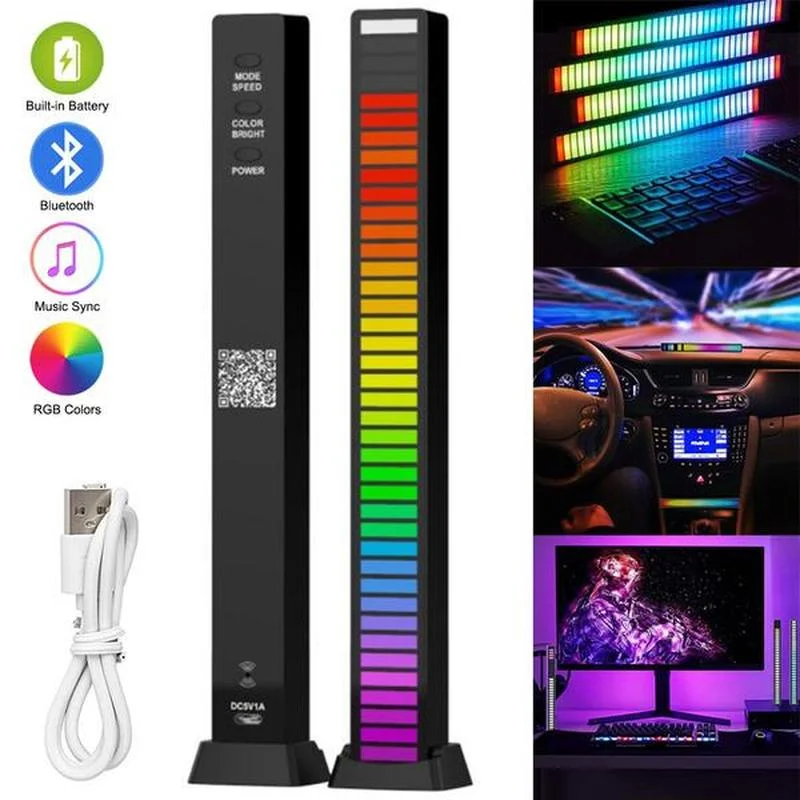 

New RGB Music Sound Control LED Light App Controls Pickup Lights Rhythm Lantern Color Ambient LED Strips Car Room Decoration