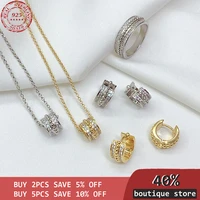 mini sterling silver earrings s925 diamond inlaid belt earrings wild collarbone chain personalized fashion luxury jewelry