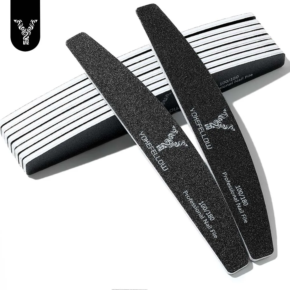 Профессиональная пилочка для ногтей 100/180 полумесяц наждачная YOKEFELLOW шлифовка