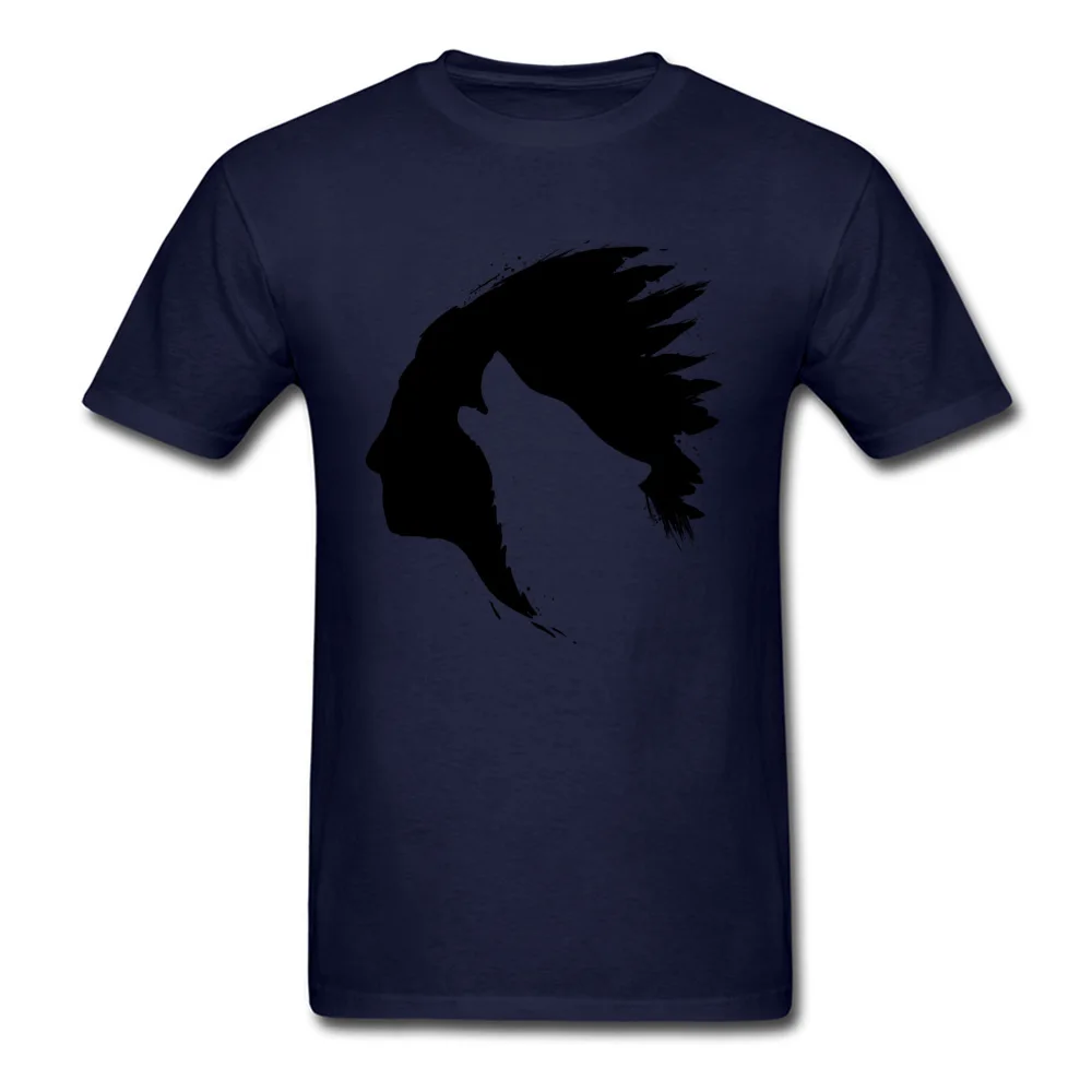 

Black And White Mens Summer Cool T Shirts Indian Howling Wolf Silhouettes Natural Cotton Fashion Image Tee Shirts For Man 3XL