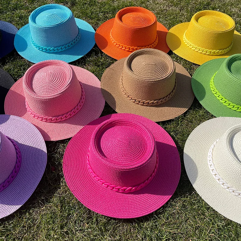 Sun hat new color acrylic accessories sun hat outdoor straw hat sunscreen Beach Hat concave convex top for men and women