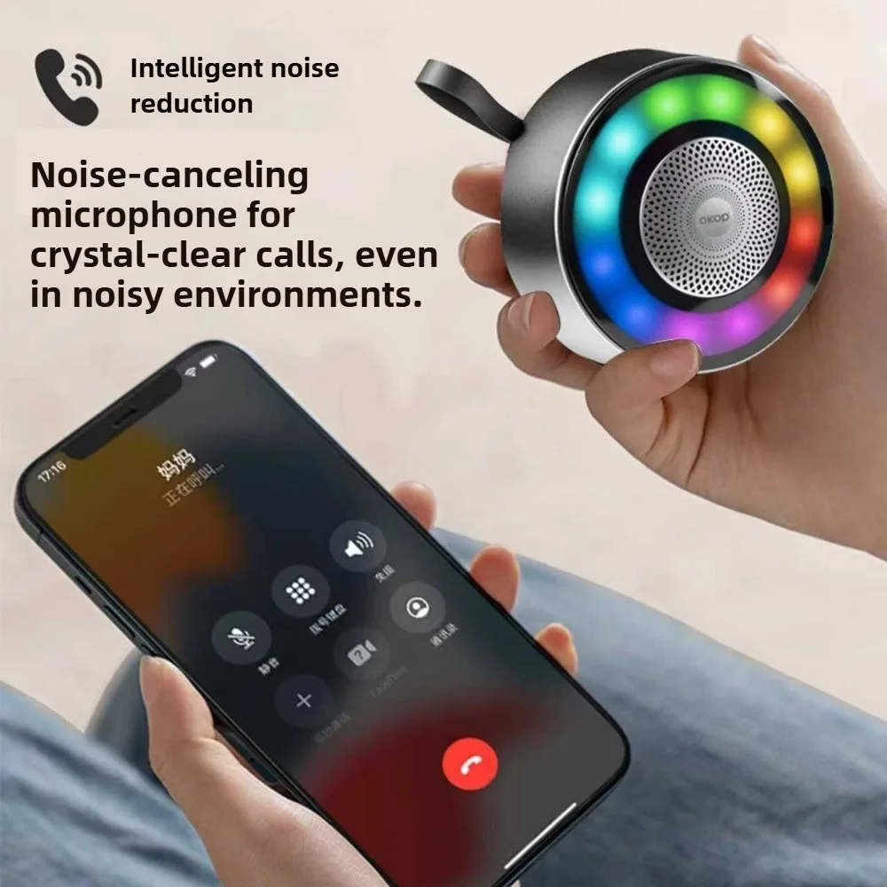 Фото OKOP Беспроводной Bluetooth-динамик Металлическая коробка Открытый велосипед Портативный Bluetooth-динамик Велоспорт Музыкальный плеер RGB Цветной свет TF USB №4