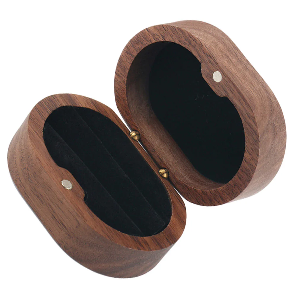 

Walnut Ring Box Packing Case Jewelry Storage Holder Gift Organizer Cases Container Table Decorations