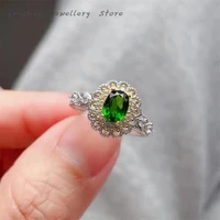 new 925 silver inlaid natural diopside ring fine craftsmanship exquisite atmosphere can be customized
