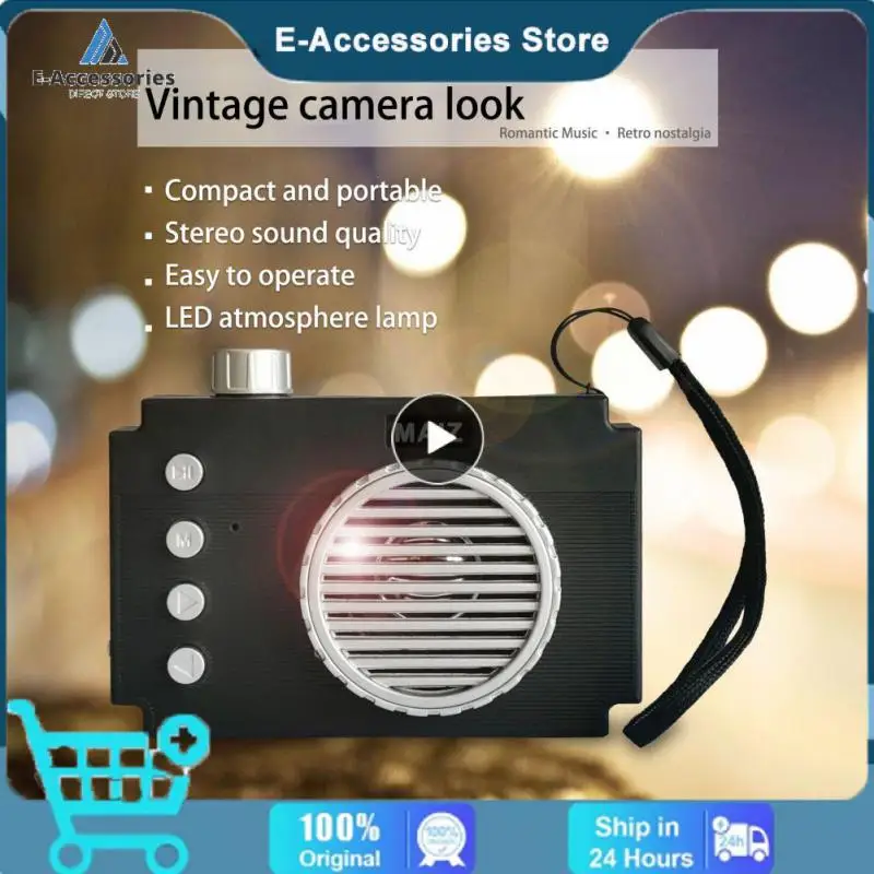 

Subwoofer Speaker Stereo Outdoor Audio Fm Retro Camera Modeling Loudspeaker For Pc Phone Led Atmosphere Lamp Charging