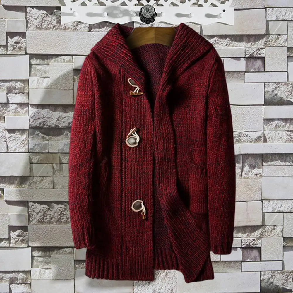 Nice-looking Men Sweater Single-breasted Long Sleeve Fashion Male Long Knitted Sweater  Mid-length Men Cardigan for Daily Wear