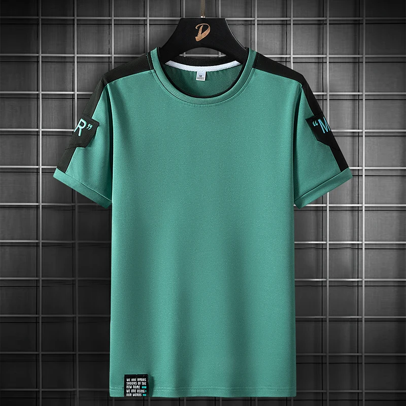 

Летняя новая мужская футболка в стиле Харадзюку, дышащие повседневные топы из вискозы, модная мужская футболка с коротким рукавом и круглым вырезом, новинка 2023