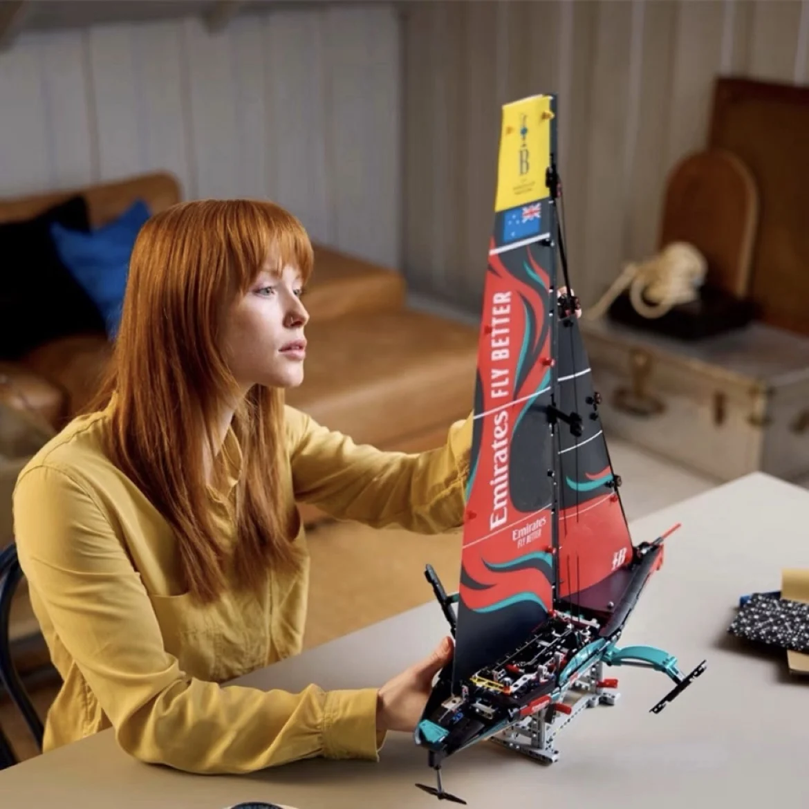 962 шт. Техническая команда Эмиратов Новая Зеландия Ac75 Яхта Строительные блоки 42174
