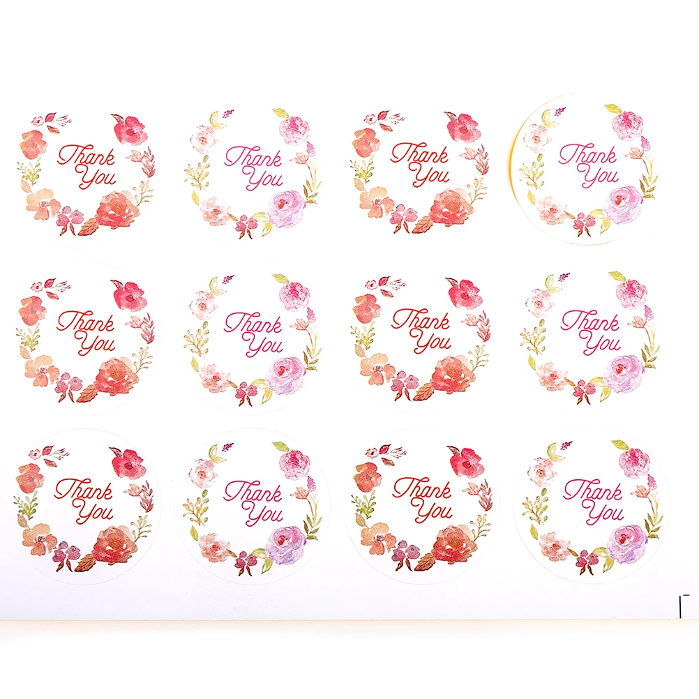 

120pcs/lot Rose Flower Thank You Sealing Label Adhesive Kraft Baking Seal Sticker Gift Stickers Students' Funny DIY Work