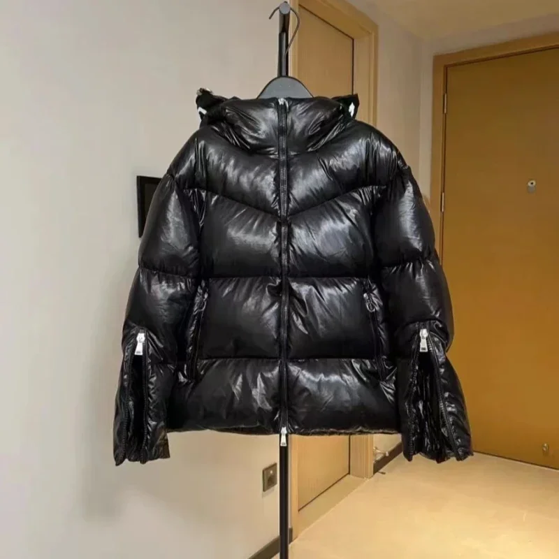 

Женское зимнее пуховое пальто, короткая модная свободная однотонная парка с капюшоном, теплая женская утепленная верхняя одежда, женская одежда