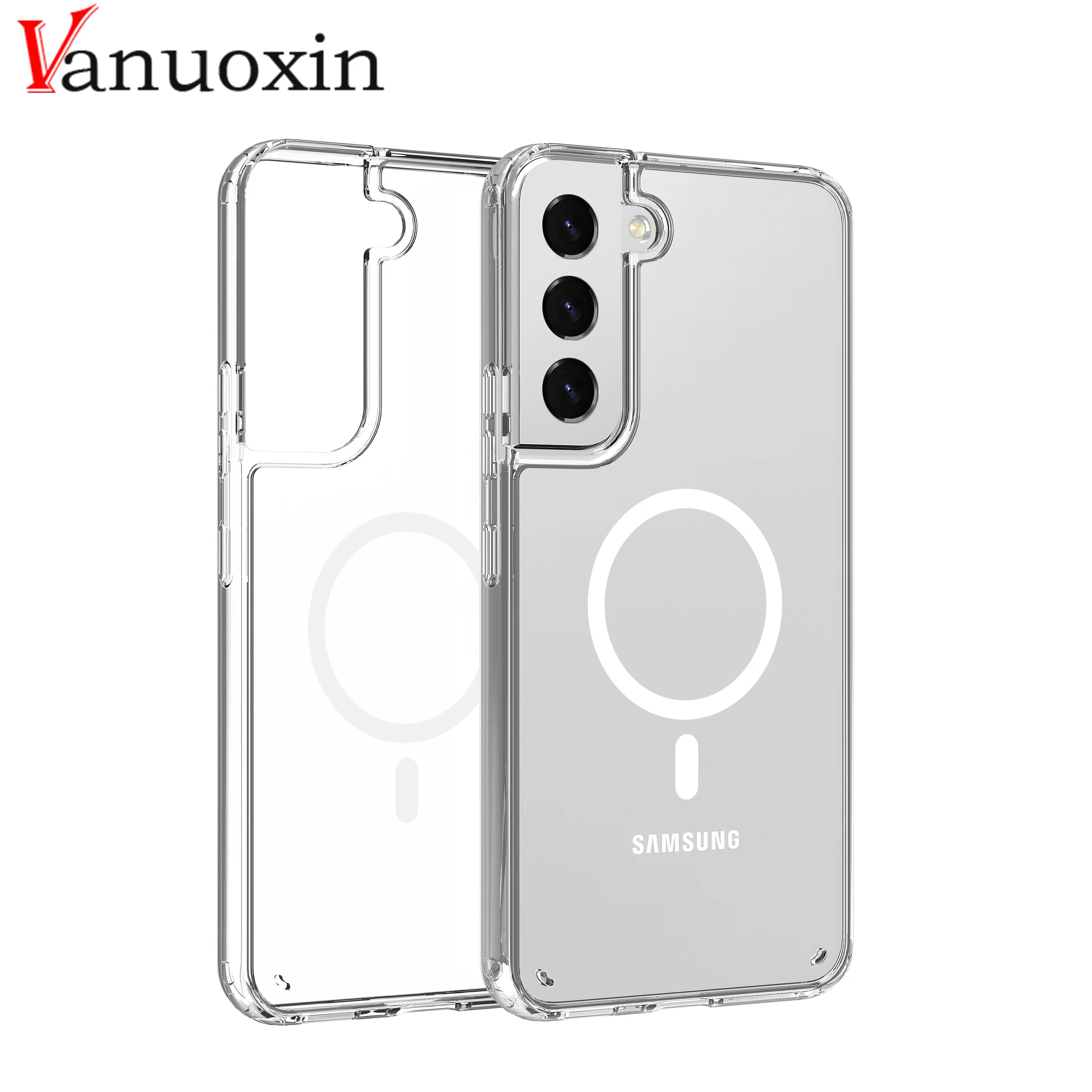 

For Magsafe Magnetic Wireless Charging Case For Samsung Galaxy S22 S22Ultra S22Plus S23 Funda Transparent Shockproof Coque Cover