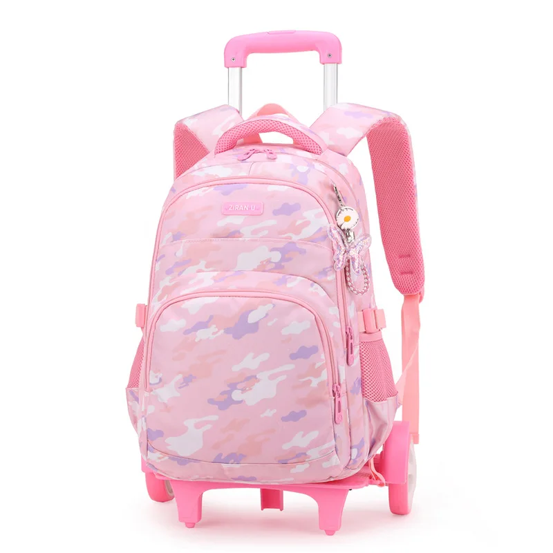 Brand kids Trolley School Backpack For Children Wheeled Luggage Bags For grils Kids Wheel Schoolbag Student Detachable Backpacks