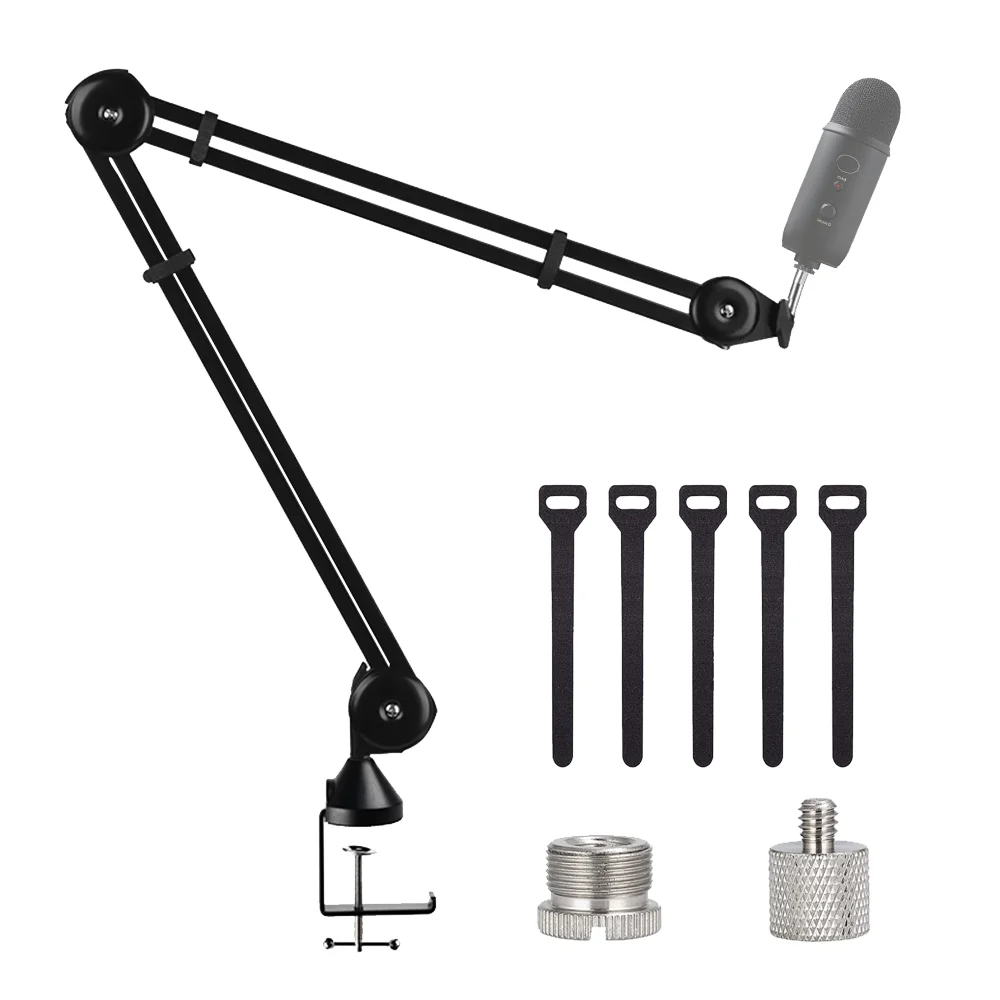 BOMGE Heavy Duty Microphone Boom Arm Stand Adjustable Suspension Scissor Upgraded Mic Stand For Blue Yeti Blue Snowball Bracket