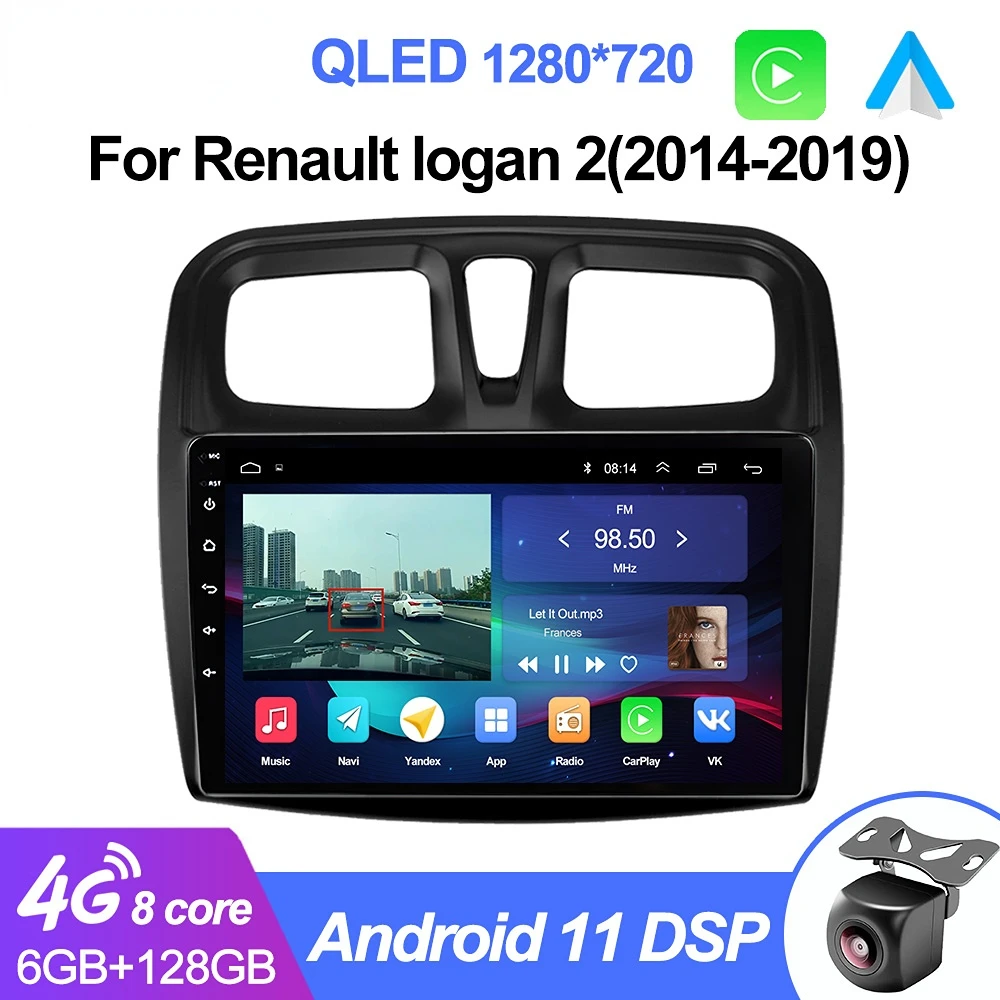 

Автомагнитола мультимедийный видеоплеер для Renault Logan 2 Sandero 2 2014 -2019 символ Android 11 2 Din автовоспроизведение gps dvd