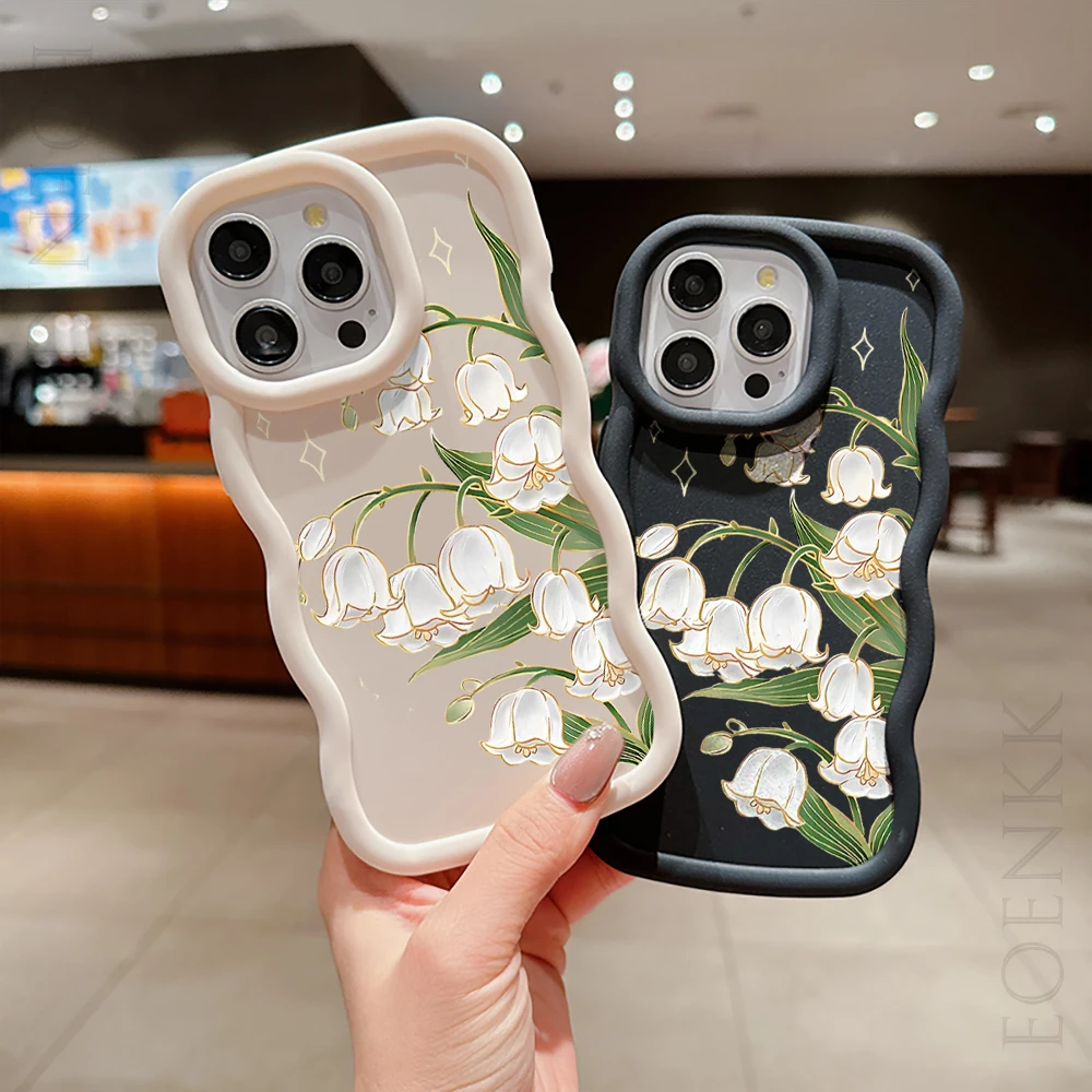 Красивый чехол для телефона с белыми цветами iPhone 16 15 14 13 12 11 Pro Max 7 8 Plus X XR XS SE2 мягкий