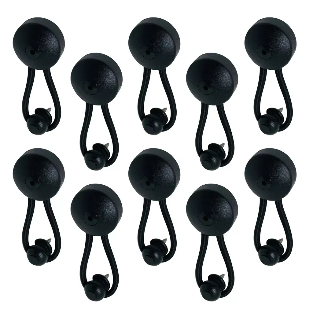 10pcs/Set Bungee Canopy Tarp Tie Down Cord Fasteners for RV Boat Truck, Black