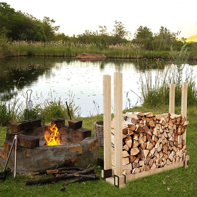 

Firewood Rack Outdoor Fire Wood Racks Fire Log Holder Storage Heavy Duty Steel Firewood Rack Bracket Kit For Outdoor
