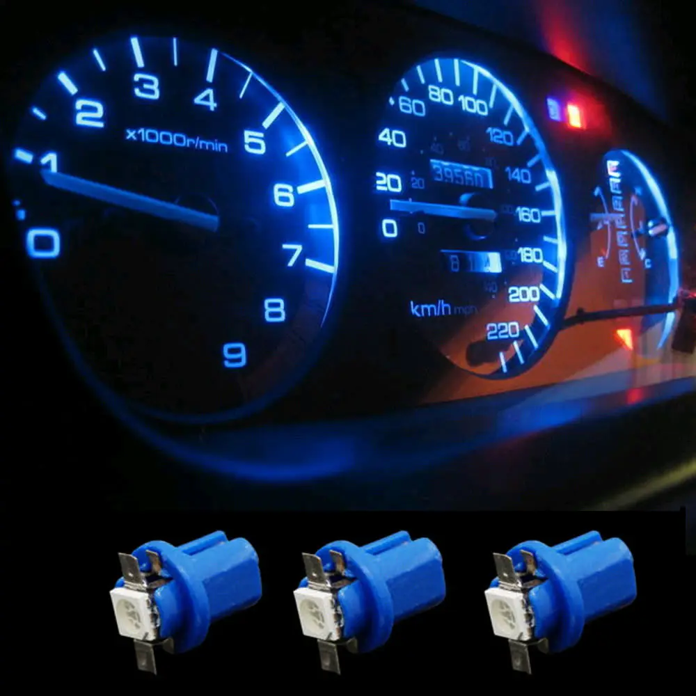 

10Pcs 5050 Blue Speed meter T5 B8.5D LED Car Interior Bulbs Auto Dashboard Light