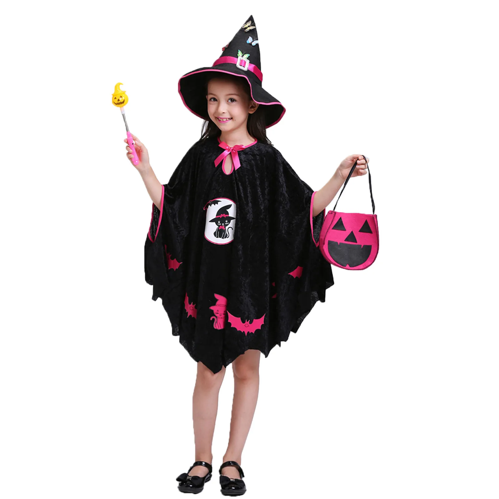 

Swaddles Costume Cosplay Girls Baby Outfits Party Cloak+Hat+Stick+Bag Halloween Toddler Girls Outfits&Set