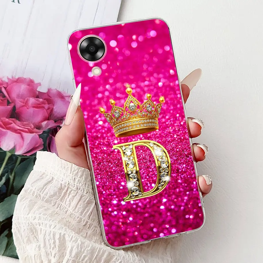 For OPPO A17k CPH2471 Case Fashion Crown Letters Soft Transparent Silicone Slim Back Cover A17 CPH2477 A 17 17k Coque