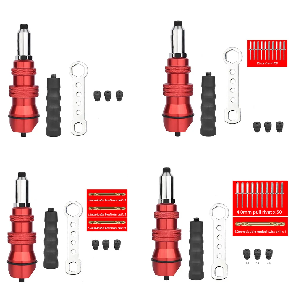 

Набор аксессуаров для электрической заклепочной гайки, профессиональная беспроводная клепальная дрель, адаптер, конвертер, вставные гайки...