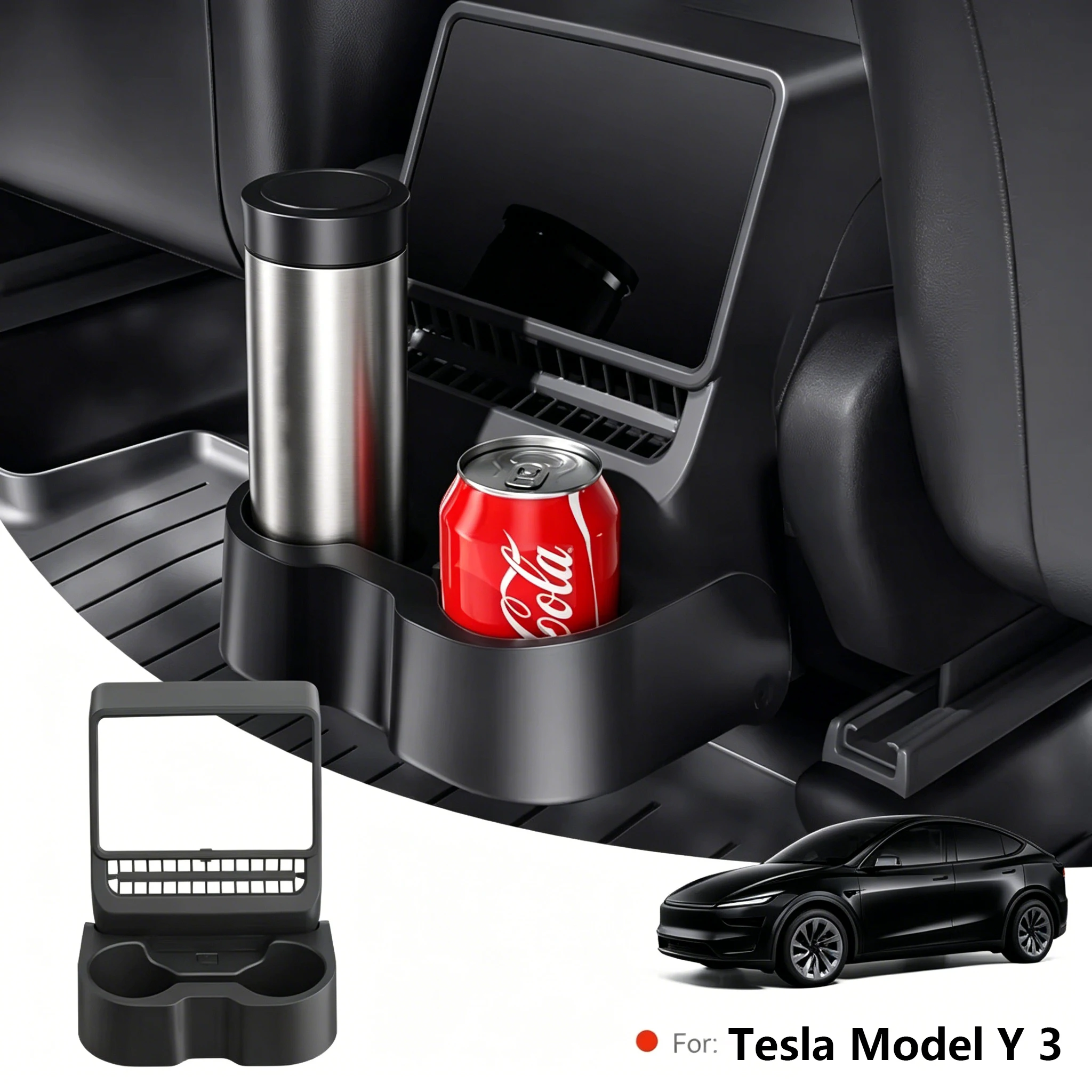 Фото Для Tesla Model 3 Y Highland Juniper: Задний воздуховод, органайзер для подлокотника, крышка для стакана, защита от пыли, аксессуары для автостайлинга №2