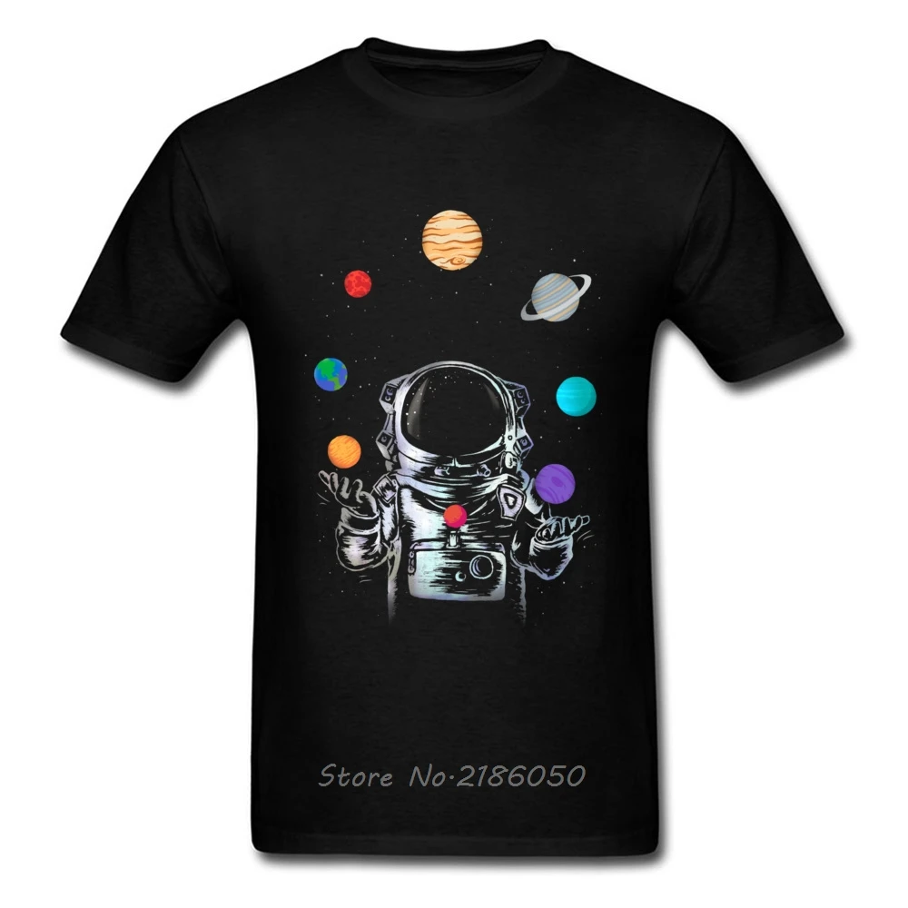 

Space Circus Tshirt Men Crazy T Shirt Astronaut Tops & Tees Party T-shirts Black Short Sleeve Clothes Cartoon Summer Harajuku
