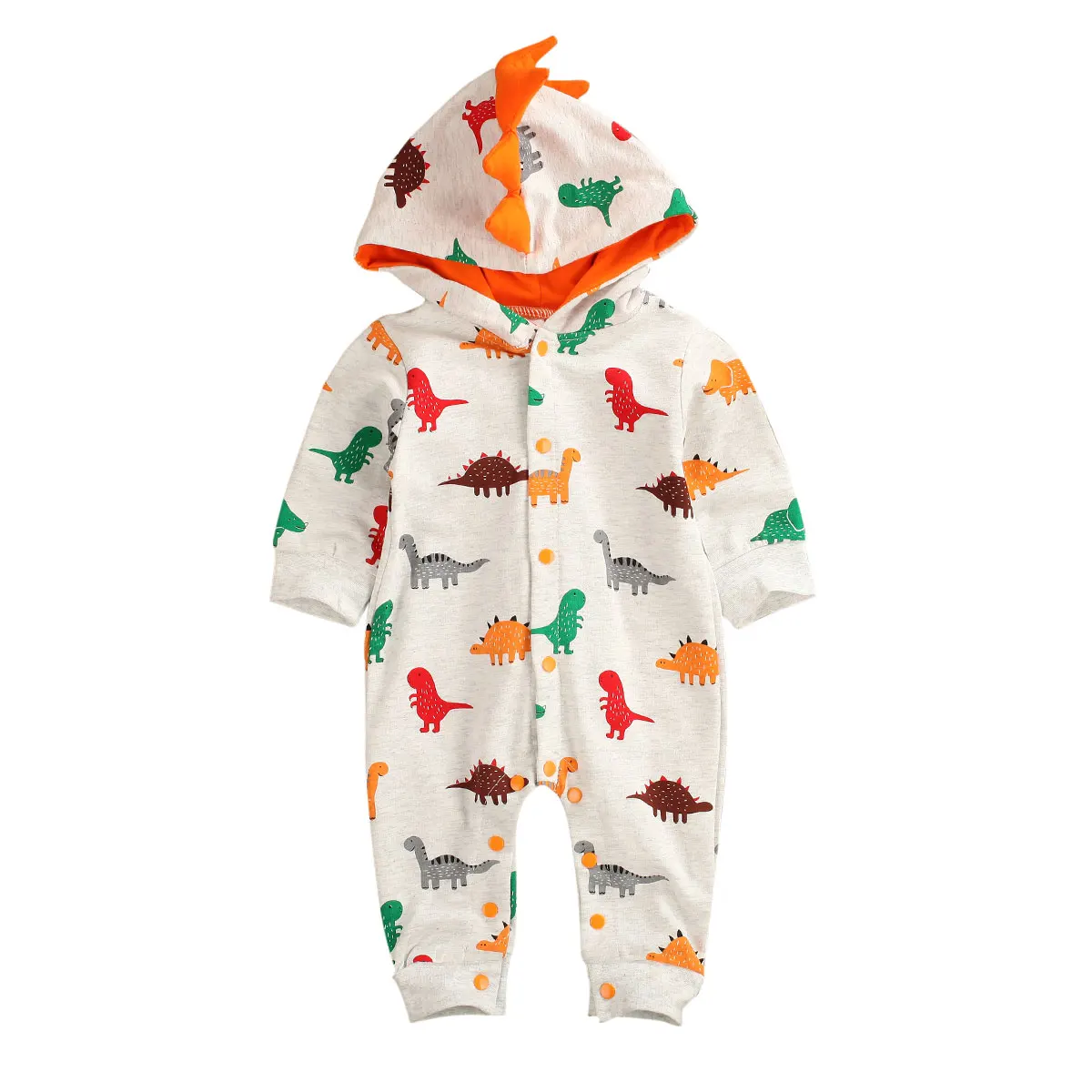 

0-24M Baby Boys Girls Colorful Dinosaur Climbing Suit Romper Toddler Kids Long Sleeve Hooded Clothes Spring Autumn Clothing