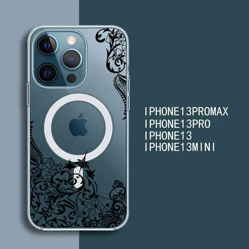 

Fashion Totem Pattern Design Phone Case For iPhone 13 12 Mini Pro Max transparent Super Magnetic MagSafe Cover