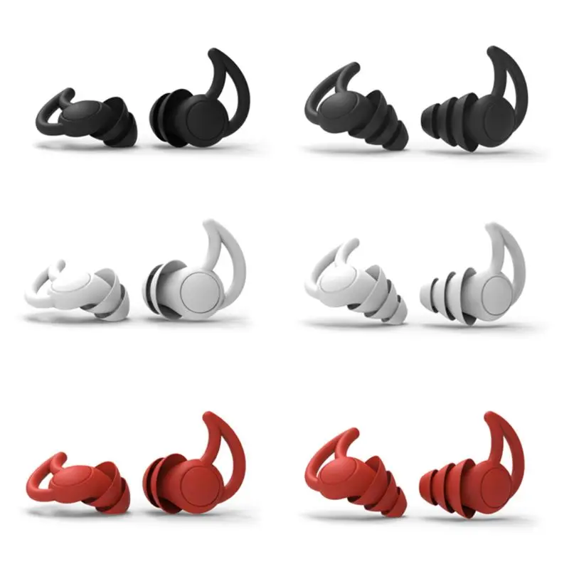

2X Quiet Noise Reduction Earplugs Reusable Hearing for Protection Flexible Silicone for Sleep Noise Cancelling 2/3 Layer