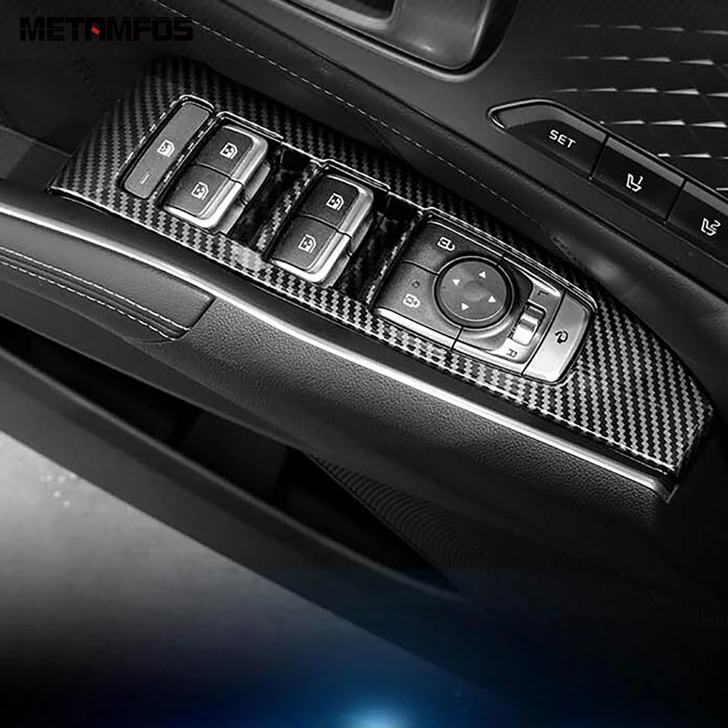 

For Kia Sorento 2021 2022 2023 Carbon Fiber Window Lift Switch Panel Cover Trim Inner Door Armrest Frame Accessories Car Styling